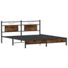 Bed Frame Without Mattress Smoked Oak Finish 183 X 203 Cm Engineered Wood