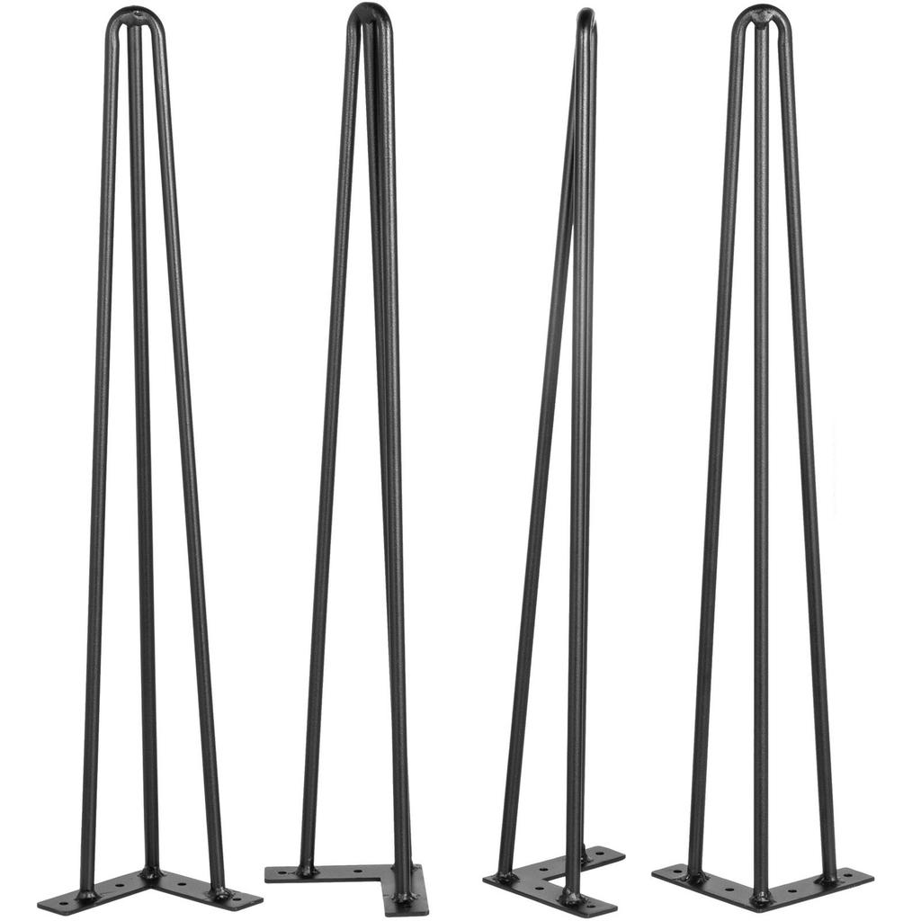Hairpin Table Legs 20 Inch Black Set of 4 Desk Legs Each 220lbs Capacity Hairpin Desk Legs 3 Rods for Bench Desk Dining End Table Chairs Carbon Steel