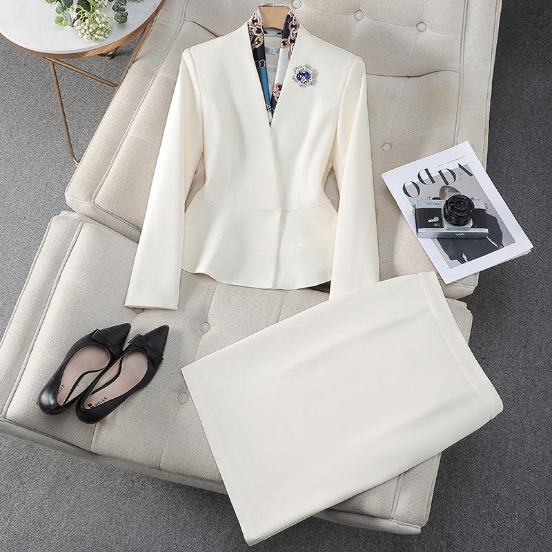 Zihong Women's High-End Autumn/Winter Professional Suit Set - Elegant Formal Skirt for Interviews and Beauty Salons