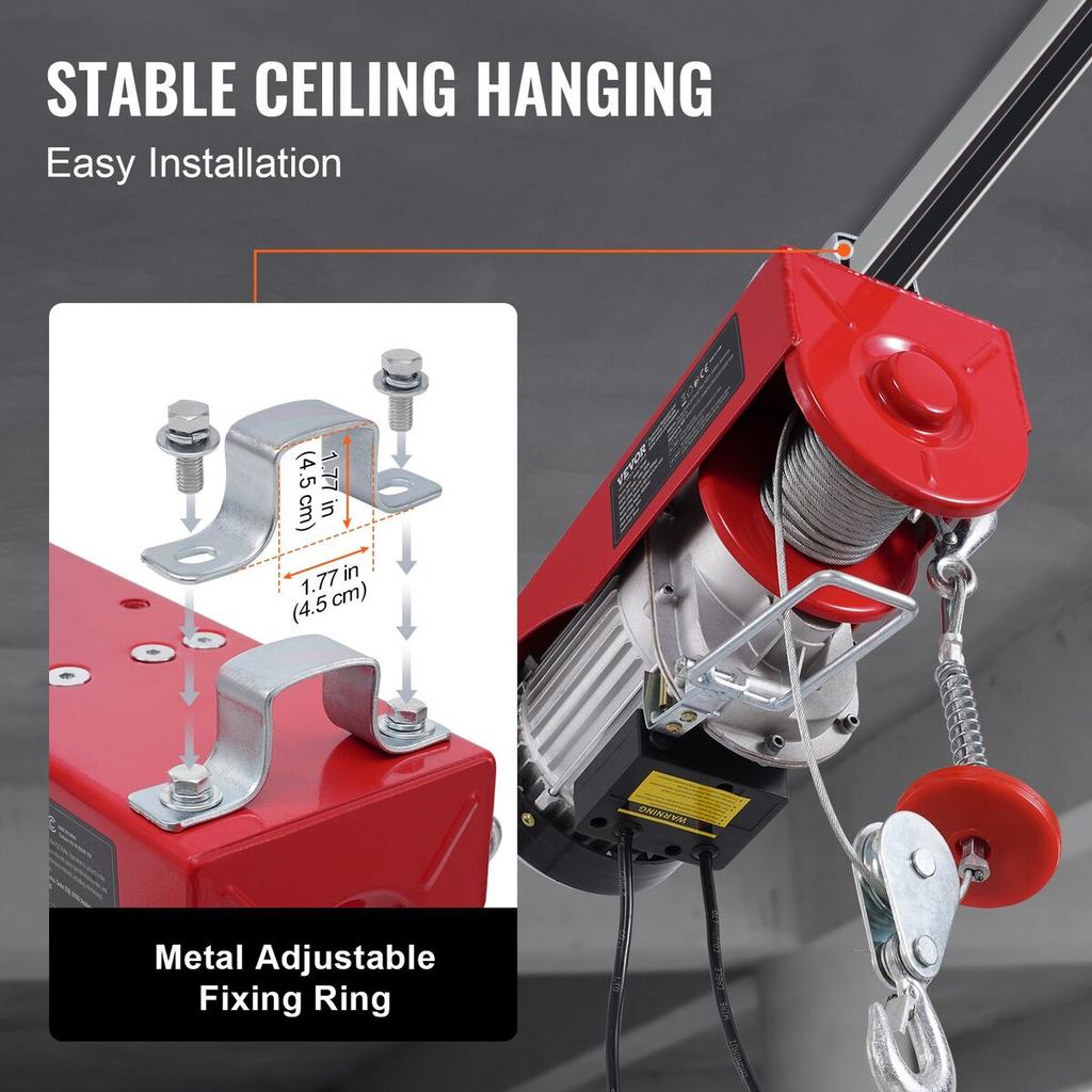 Electric Hoist Crane Winch 1760 lbs with 14 ft Wired Remote Control 230V