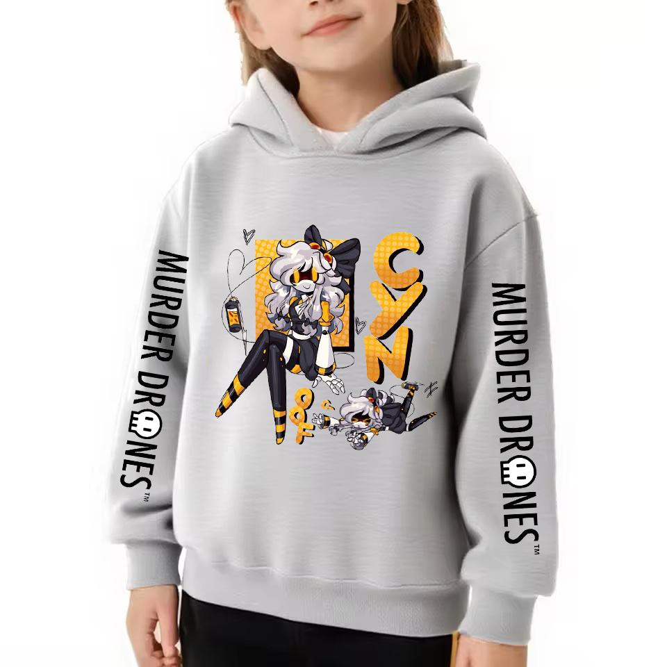 Murder Drones Kids Hoodie CYN Cartoon Printed Hooded Sweatshirt Coat Boys Autumn Casual Tops Pullover Baby Girl Winter Clothes