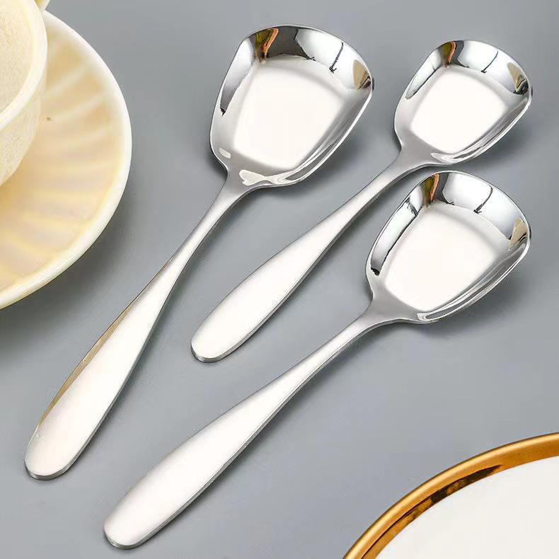 304 Stainless Steel Long Handle Square Head Spoon for Rice, Watermelon, Mixing, and Serving.