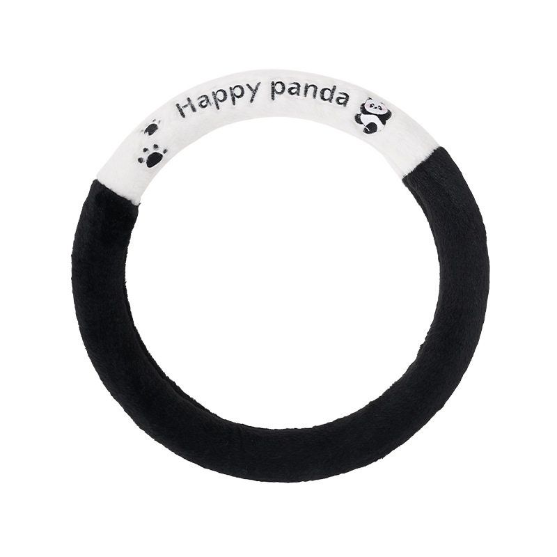 

Winter Cartoon Car Steering Wheel Cover, Cute Plush Comfortable Car Handle Cover, Simple Patchwork Car Handle Cover Rabbit Fur Panda Steering Wheel Cover - 38cm