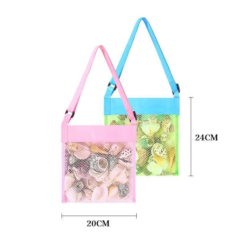 Mesh Beach Toy Storage Bag for Kids Large Capacity Sand Tool Organizer Net Pouch for Seaside Vacation KTB