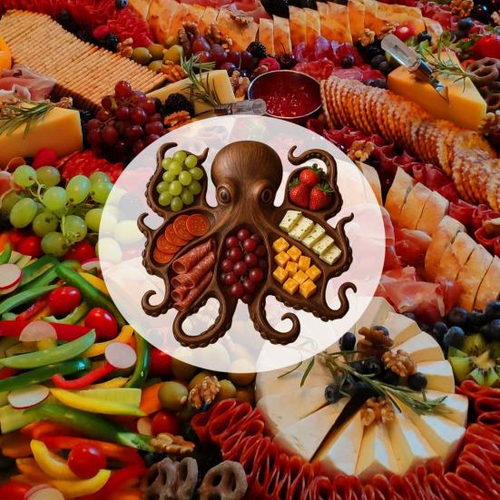 Yousheng Plastic Serving Tray Ocean Themed Cheese Bread Board Fruits Nuts Wood Display Board Beachfront Dinner Party Platter