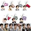 7pcs BTS Cute Casual Style Cartoon Keychain, Bangtan Boys Keyring with Cartoon Figure & Colorful Name Tag, Kpop Idol Bag Pendant for ARMY Fans