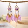 Fashion Vacation Style Bohemian Feather Earrings for Women Ethnic Long Chain Bead Leaf Dangle Earrings Party Daily Jewelry