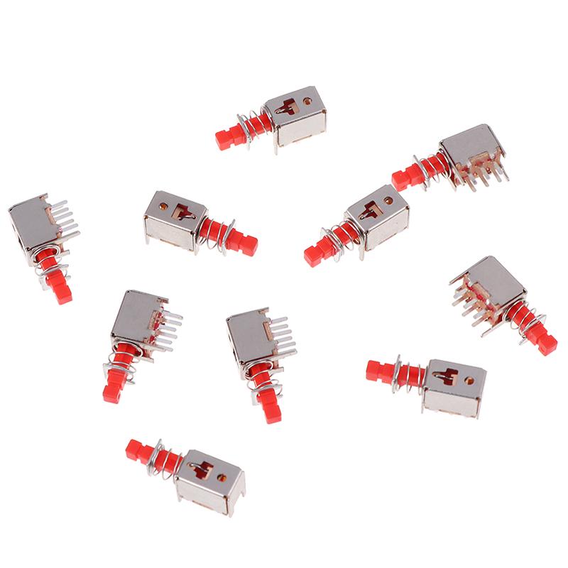 10Pcs Directly Key Switch A03 Ps-22F03 6Pins Self-Locking Power Switches Red