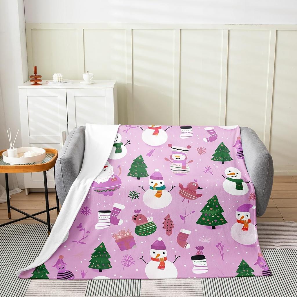 Christmas Flannel Fleece Throw Blanket Xmas Theme Fuzzy Blanket Throw for Kids Boys Girls Teens Bedroom Decor Black African
