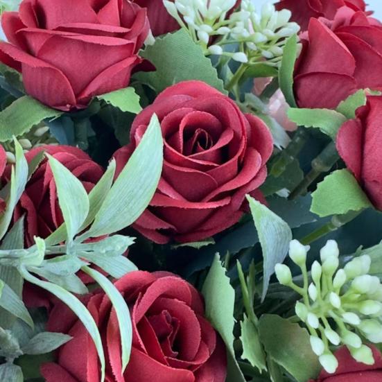 Artificial Rose Flower Multi-Heads Fake Rose Flower Bouquet with Stem for DIY Bridal Bouquet Wedding Party Table Centerpiece Home Decor