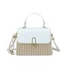 Fashion retro handbag, fashion bag, women's new straw messenger bag, shoulder bag, small square bag.