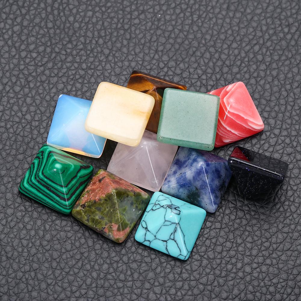 Blue Point Jade White Crystal Healing Stone Natural Stone Healing Mini Ornament Pyramid Pattern