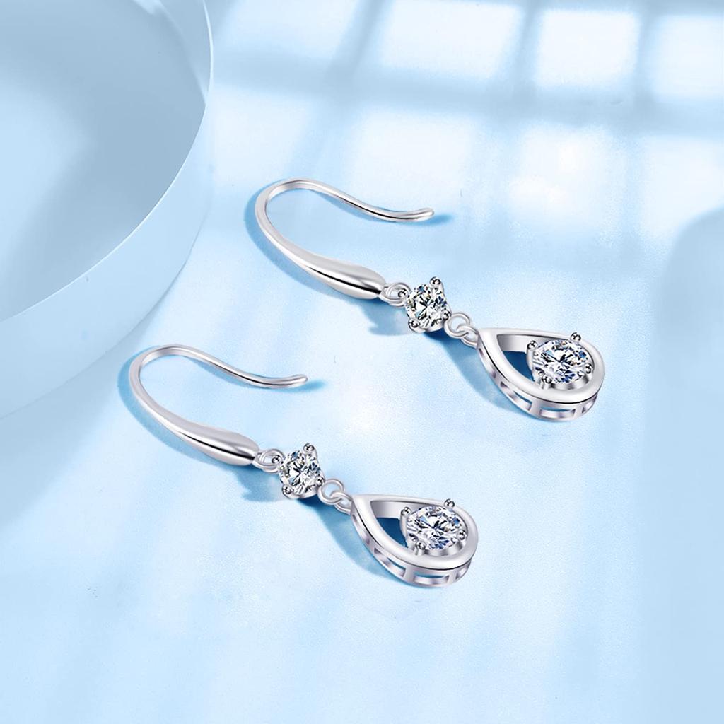 Free Bird Dangle Earrings for Women Hook Earrings 925 Silver Metal Hypoallergenic Zirconia Quality Simple Day Gift for Day "Drop Flower" Mother's