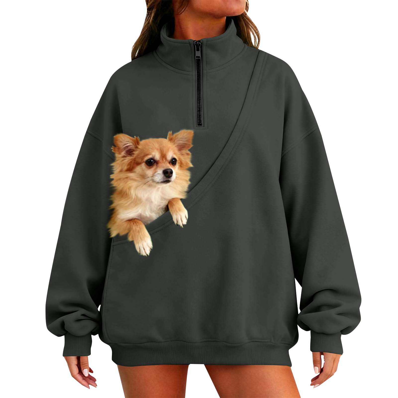 

Женская мода однотонный с длинным рукавом повседневный пуловер топ со стойкой воротником XXXL