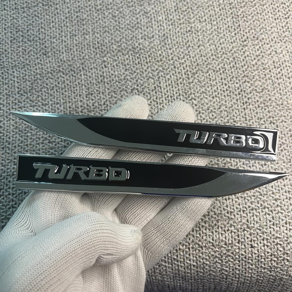 2pcs Metal Badges TURBO Turbocharger Fender Car Emblem Durable Vehicle Modification Additions Enhance Aesthetics Compatible with
