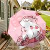 1pc Cherry Blossom Cat Automatic Folding Umbrella 8 Rib Iron Frame,  Suitable for Travel, Daily Use, Birthday, Women & Men Gift c1231073