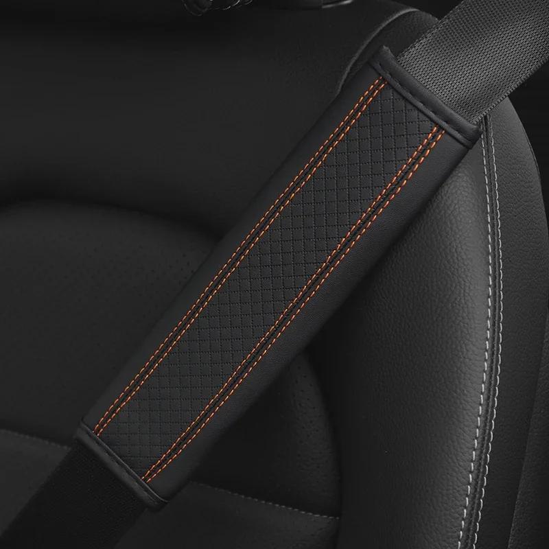 1PC Car Accessories Seat Belt PU Leather Safety Belt Shoulder Cover Breathable Protection Seat Belt Padding Pad Auto Interior