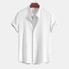 Men's Short Sleeve Solid Color Button Down Shirt Stand Collar Top