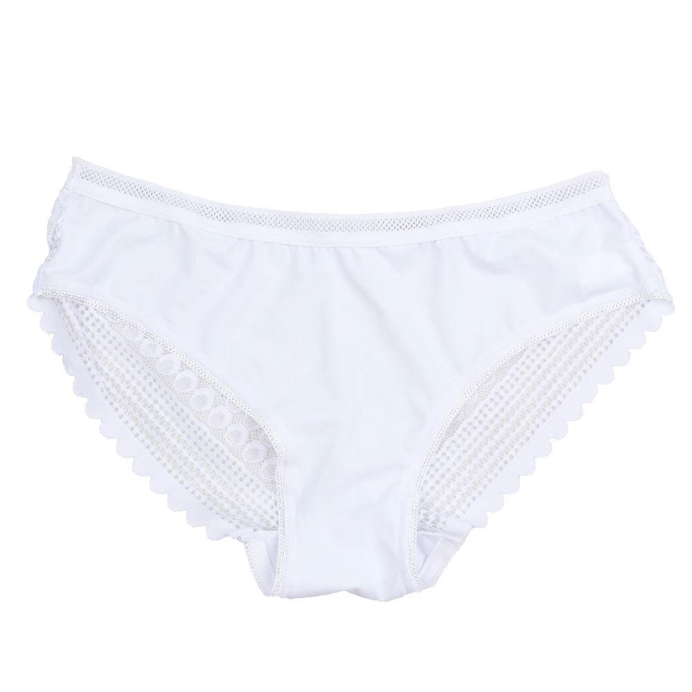 

Бесшовные женские трусики большого размера из ледяного шелка с кружевом в полоску, со средней посадкой Extra Large белый