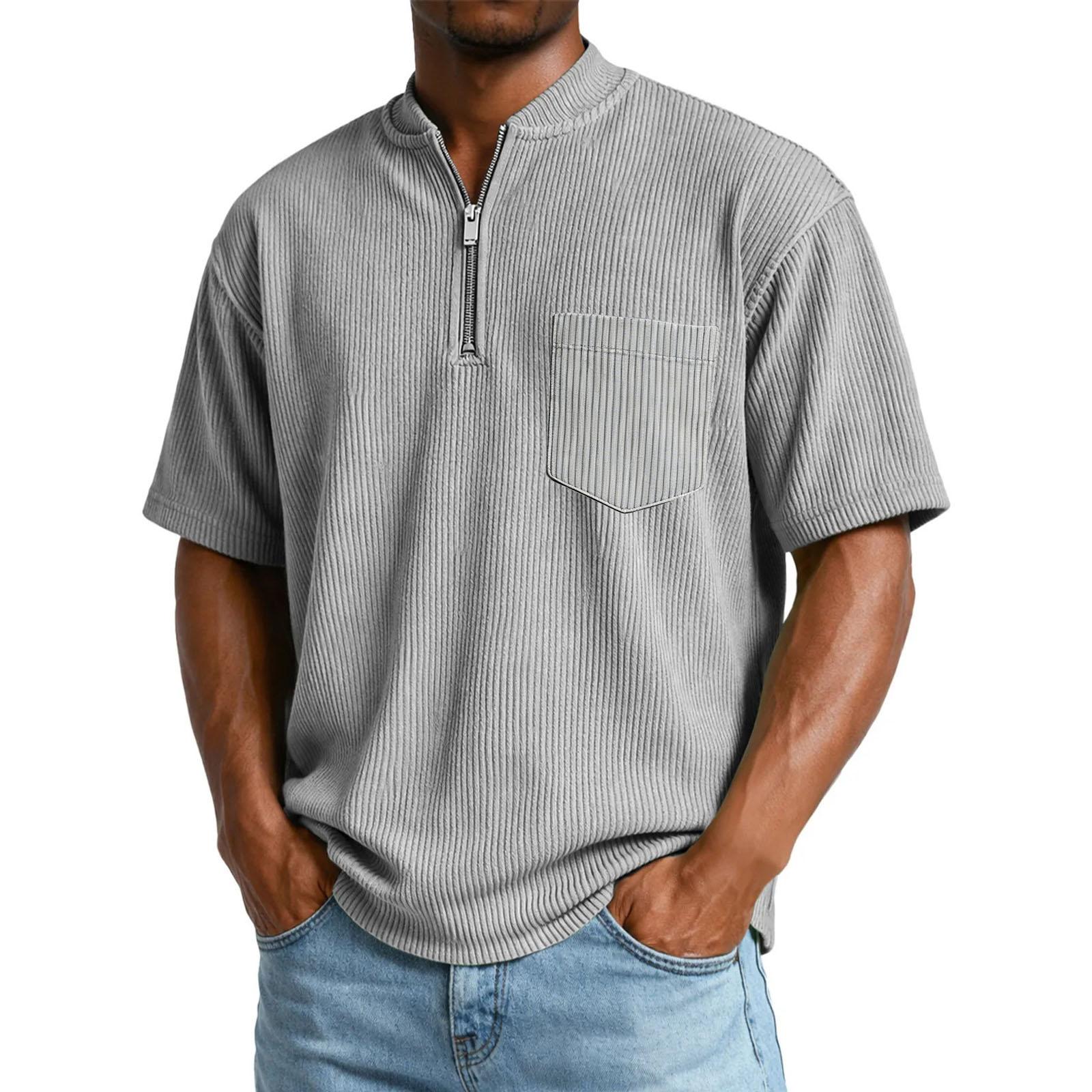 

Men s Casual Lightweight Zipper-Front Short-Sleeve Top XXXXL
