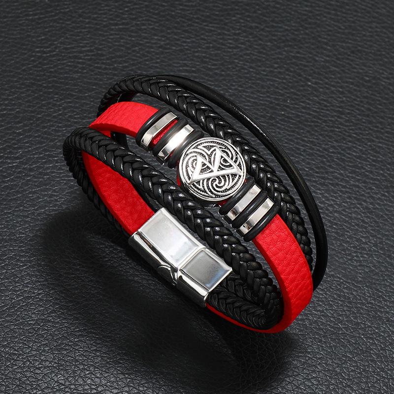Retro Style Multi-layer Woven Men's Bracelet with Compass Scripture Charm