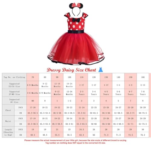 Dressy Daisy Baby Minnie Mouse-inspired Polka Dot Costume for Girls, Birthdays, Parties, Tulle Skirt, Headband Included, Red, Ages 9-12 Months