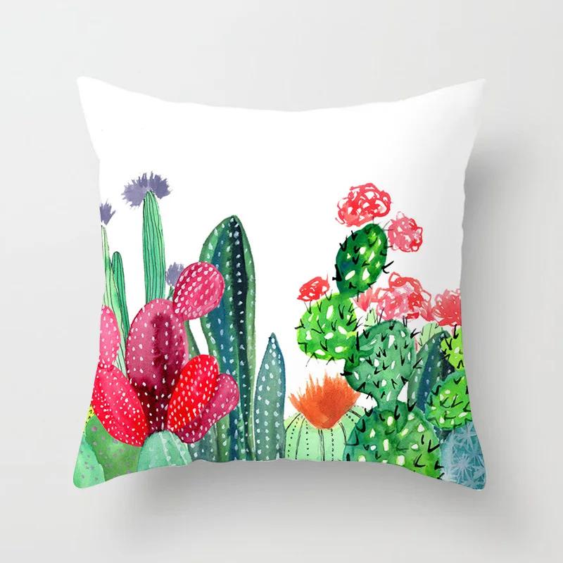 Nordic Style Tropical Plant Cactus Pattern Cushion Cover Sofa Car Office Pillowcase Home Decor