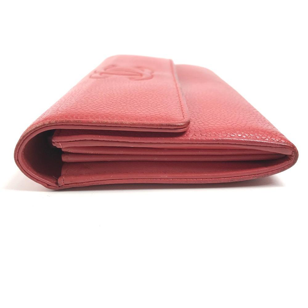 Chanel CC CC Mark Logo Long Wallet Flap Long Wallet Caviar Leather RedBased