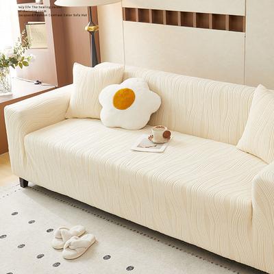 Elastic Wave Striped Jacquard Sofa Cover Solid All Inclusive Dust Cover For Living Room Plush Anti Cat Scratch Sofa Protector