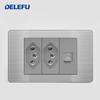 DELEFU Brazilian Model 118 Type 10A/20A Stainless Steel Grey Durable PC USB Socket with Type-C 20W Fast Charging