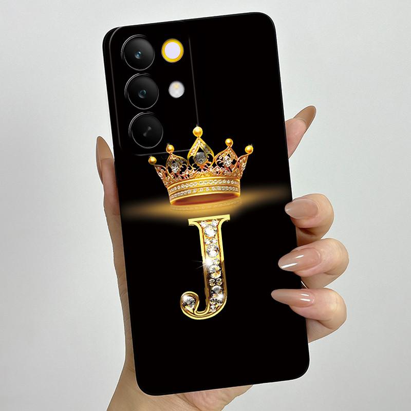 For Realme C85 Pro 2025 Crown Initial Letter Couple Phone Case RealmeC85 Pro 4G RMX5555 Soft Silicone TPU Lens Protective Casing