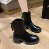 Martin boots women's British style thin boots women's autumn and winter new thick-soled medium boots thick heel thin short boots women