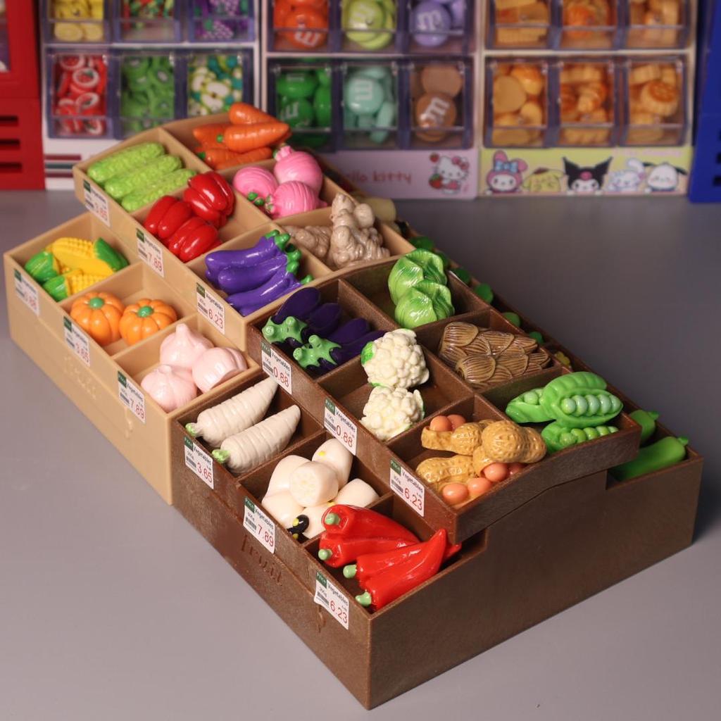 Xianci Kids' Pretend Play Mini Supermarket Vegetable & Fruit Rack Toy