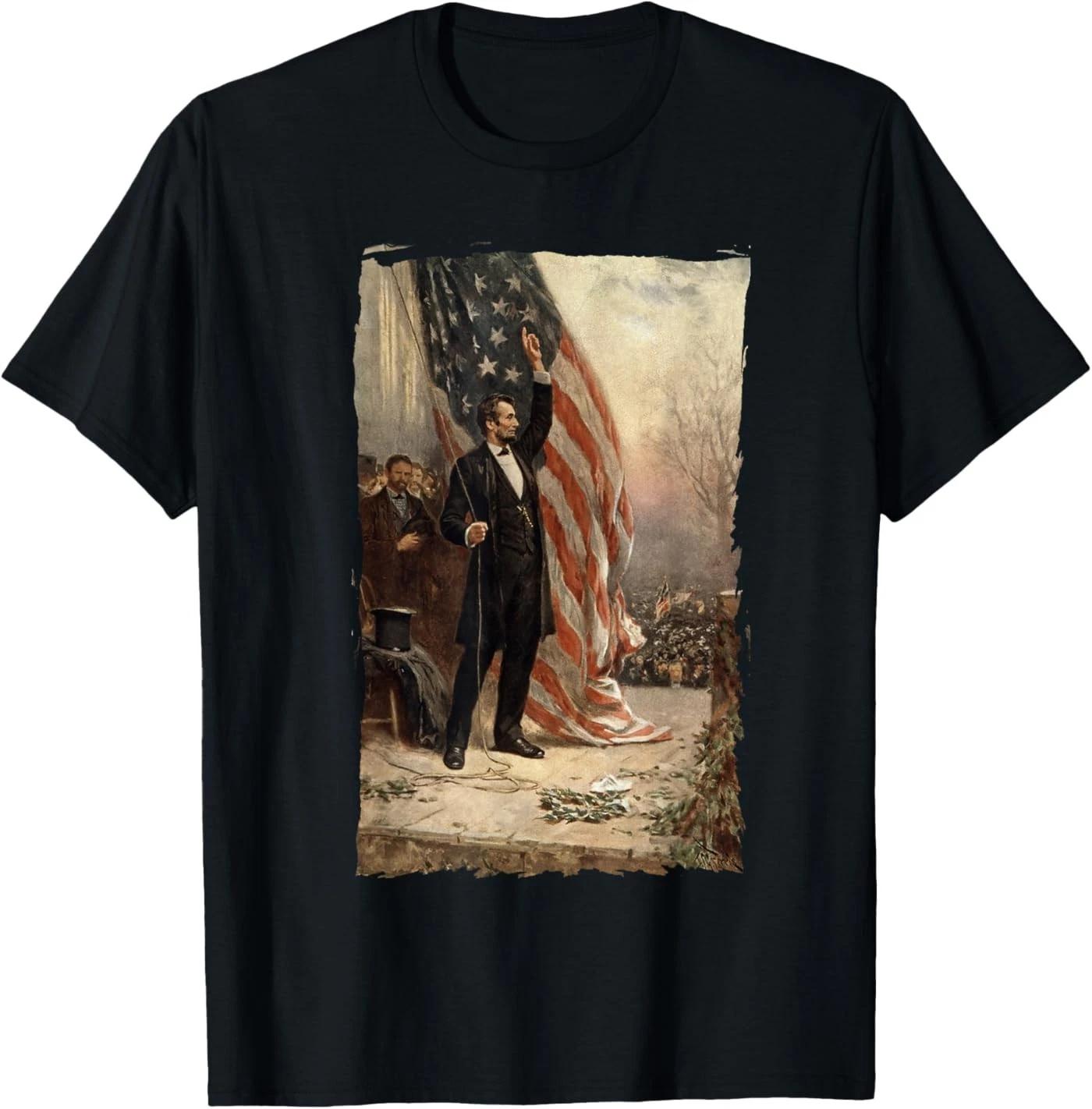 4th of July Independence Day American Flag Abraham Lincoln T-Shirt 4XL