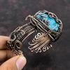 Tibetan Turquoise Copper Wire Wrapped Bangle Adjustable Cuff Bracelet High Quality Gemstone Bangle Handmade Copper Wire Jewelry Gift For Her