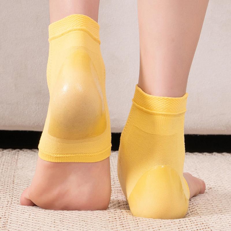 2 Stück Silikon Fersenschutzkappen Fersenstütze Fußpflegesocken Rissfeste und Feuchtigkeitsspendende Socken