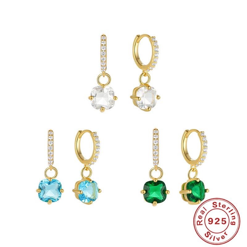 Sterling Silver Luxury Diamond Earrings Earrings Pendant Shiny Transparent Crystal Fresh Ear Buckle Earrings S925 Sterling Silver Earrings