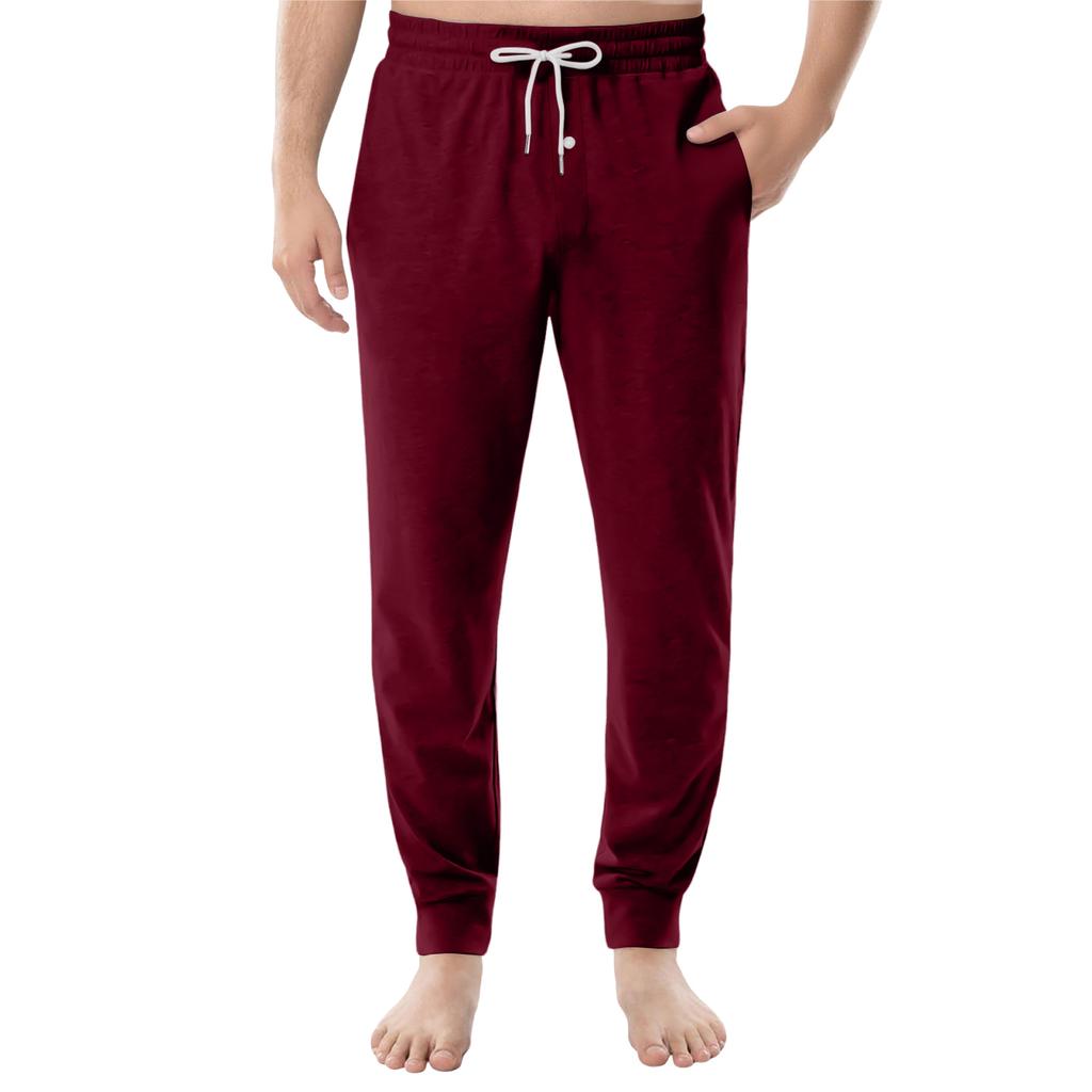 Men's Drawstring Pocket Cuffed Casual Pants Home Sleep Pants