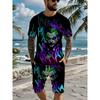 2026 New Summer Men's Colorful Clown 3D Print T-Shirt And Shorts Set Loose Simple Fashion Sportswear Casual Two Piece Outfit For Adult Men