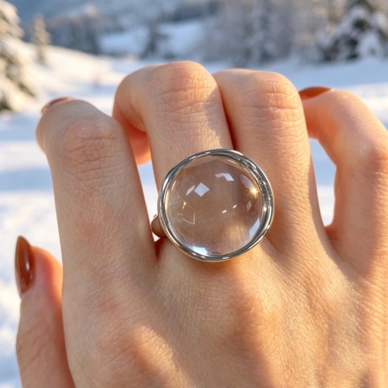 Lightweight Necklace Ring, Alloy and Resin Fashion Jewelry with Clear Colorless Centerpiece for Workwear, Date, and Party Outfits