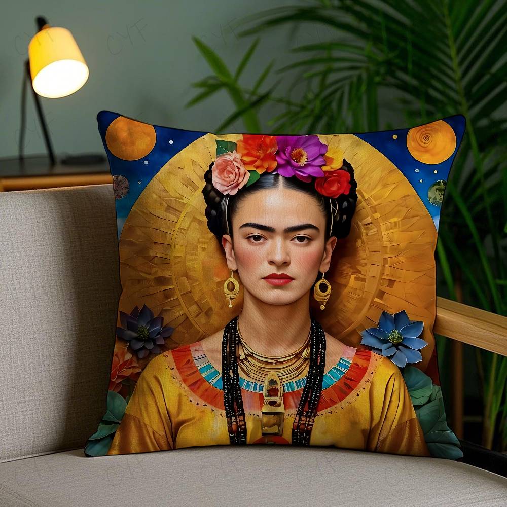 Anime F-Frida K-Kahlo Art Pillow Case Anti-Dustmite Pillowcase Invisible Zipper Silky Short Plush Sofa Cushion Cover