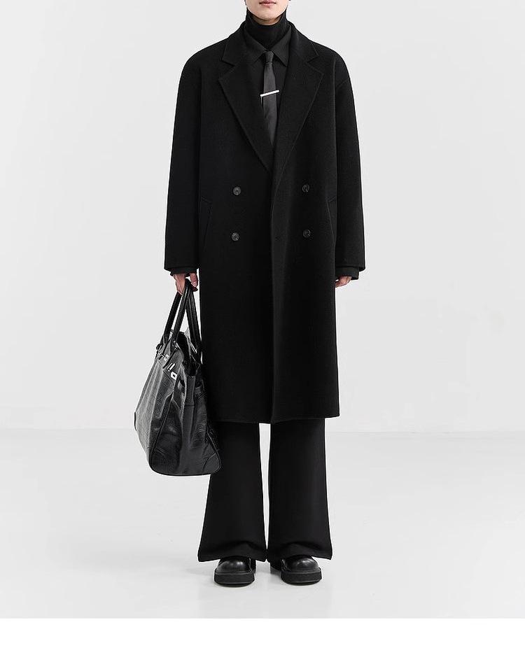 Men's Long Wool/Down Lapel Winter Coat