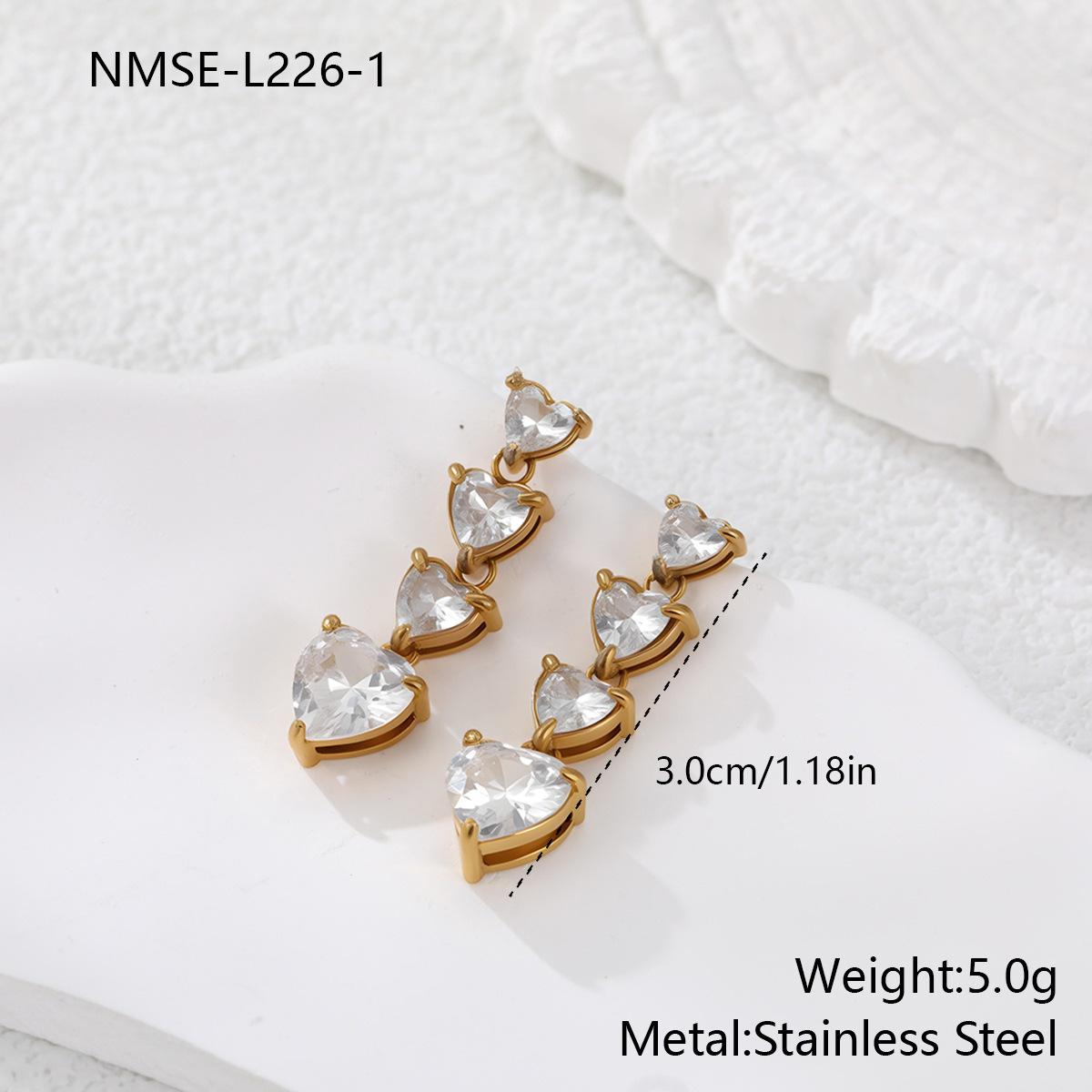 GEMCHIC Women s French Style Sparkling Heart Zircon Dangle Earrings Fashion Stainless Steel Drop Earrings for Women