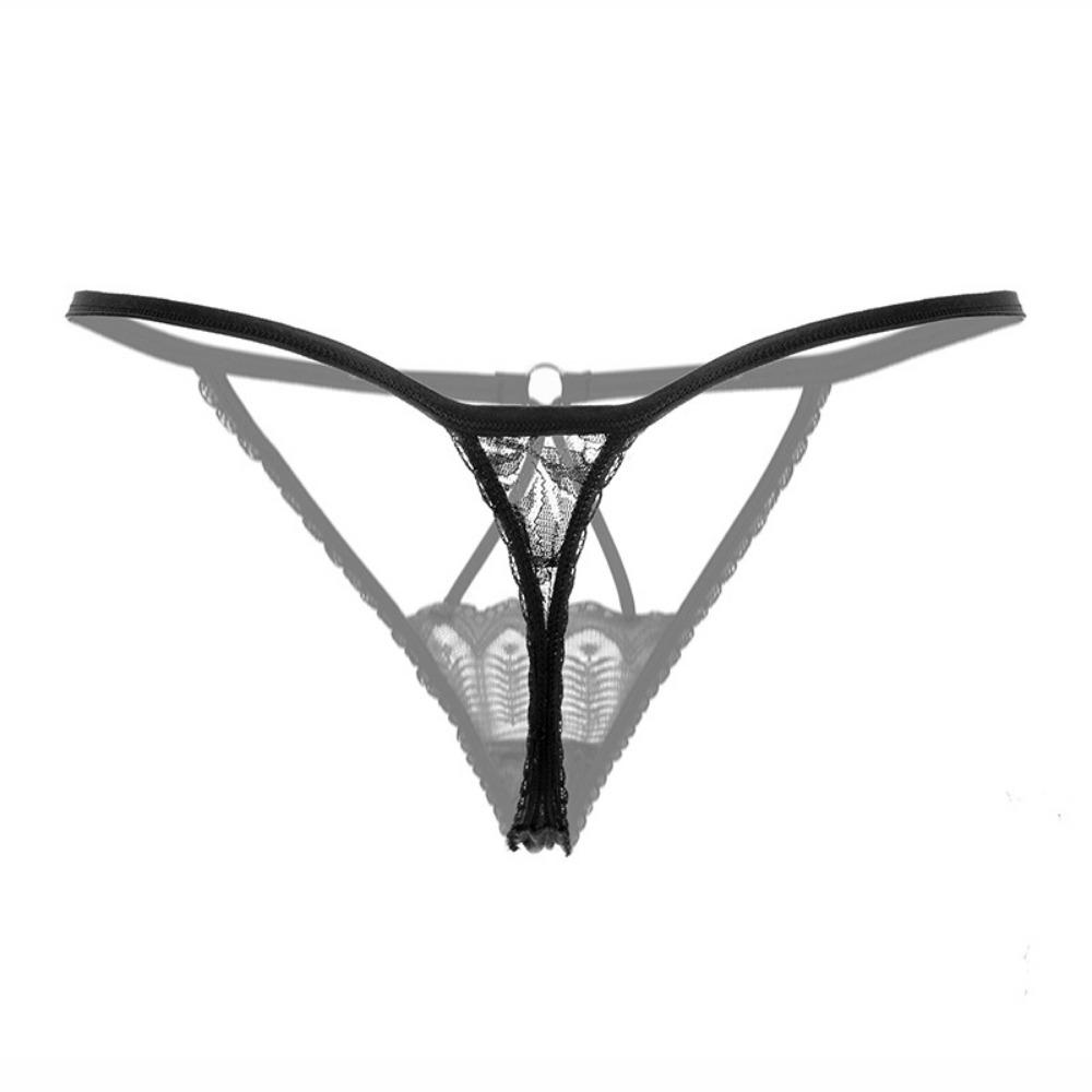 Hollow Sexy Thong Low Waist Transparent Lace Elastic Underwear Women's French Temptation Seamless T Pants 2154