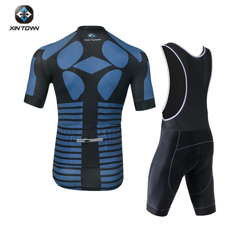 XINTOWN Cycling Jersey Set Short Sleeve Bib Shorts Mens Road Bike Riding Wear