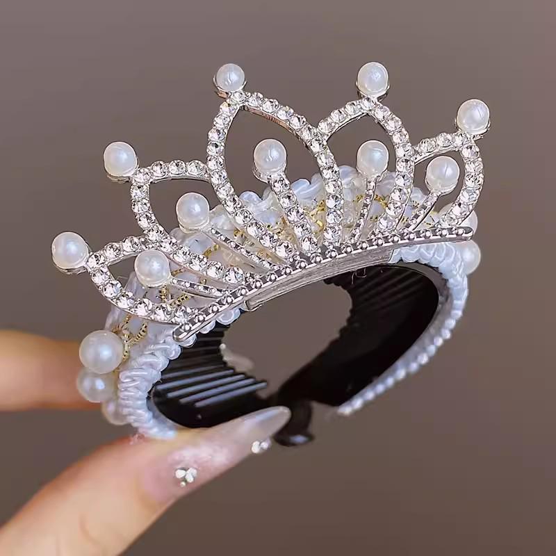 Girls' Beaded Princess Crown Headdress Hair Clip