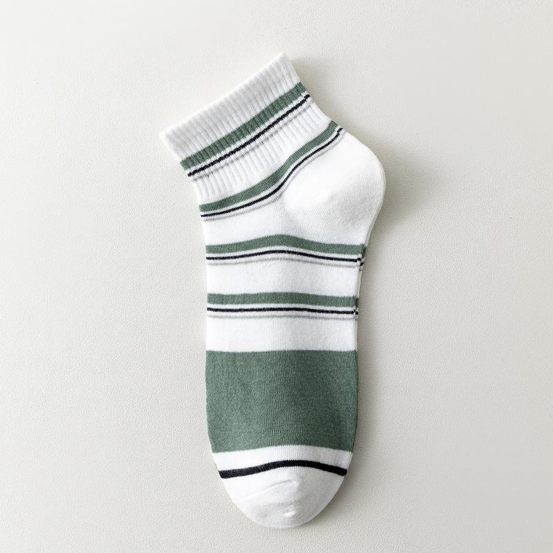 5/10 Pairs Comfortable Casual Spring Summer Socks Men's Short Socks Green Versatile Ins Style Socks Letter M Men's Socks Striped Casual Sports Socks