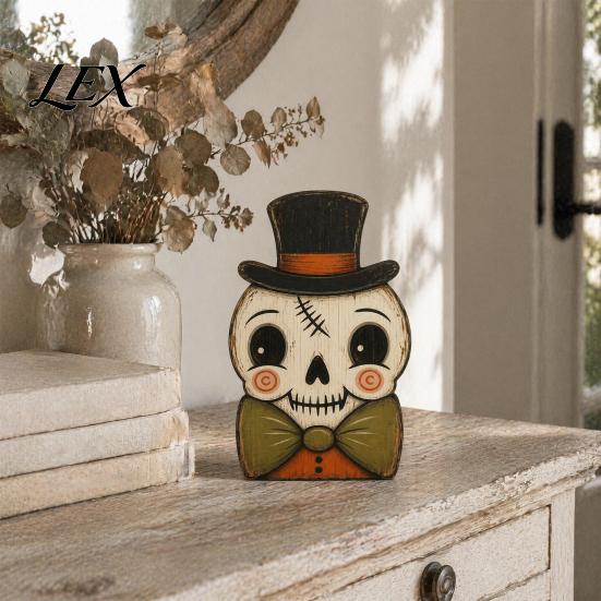 Cute Ghost And Pumpkin Figures Halloween Tiered Tray Decorations, Wooden Tabletop Ornaments, Vintage Centerpiece Rustic Farmhouse Holiday Decor