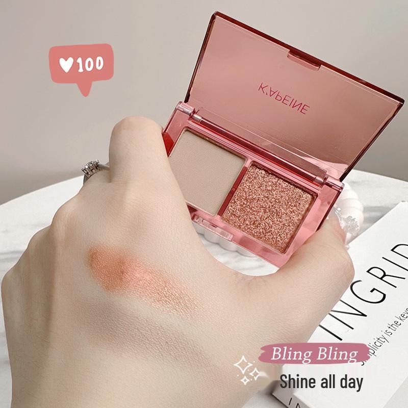 Capel Dual-Tone Eyeshadow: Matte & Shimmer Gray Pink with Fine Glitter, Nude, Low-Saturation, Korean Style, Versatile Crushed Diamond Look.
