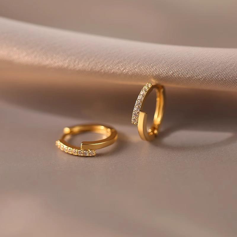 Simple Micro-set Earrings Niche Design Advanced Ear Buckle Hundred Match Light Luxury Earrings Trendy Elegant Lady's Accessories Classic Jewelry